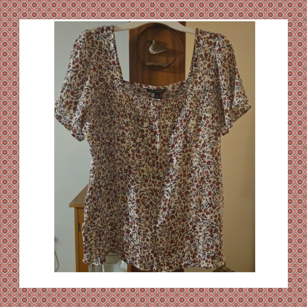 Zac & Rachel  Flutter Sleeve Smocked Blouse Size Xl